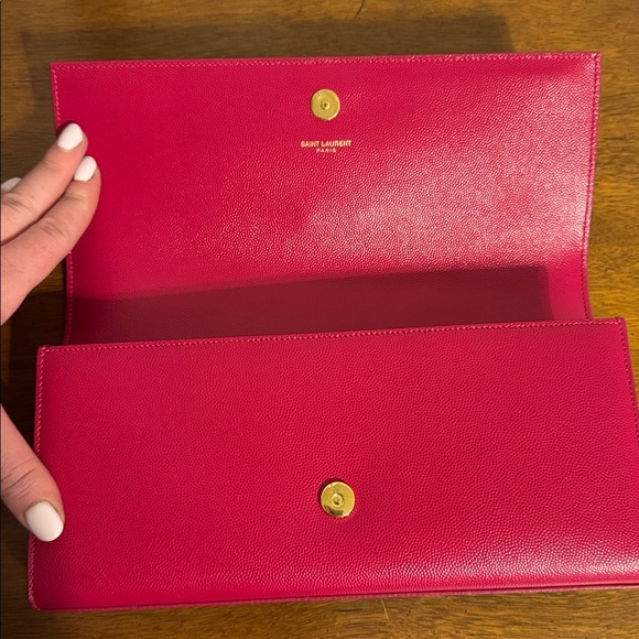 Yves Saint Laurent Classic Monogram Raspberry Pink Clutch - Picture 7 of 10
